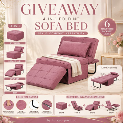 Win a Pink 4-in-1 Folding Sofa Bed